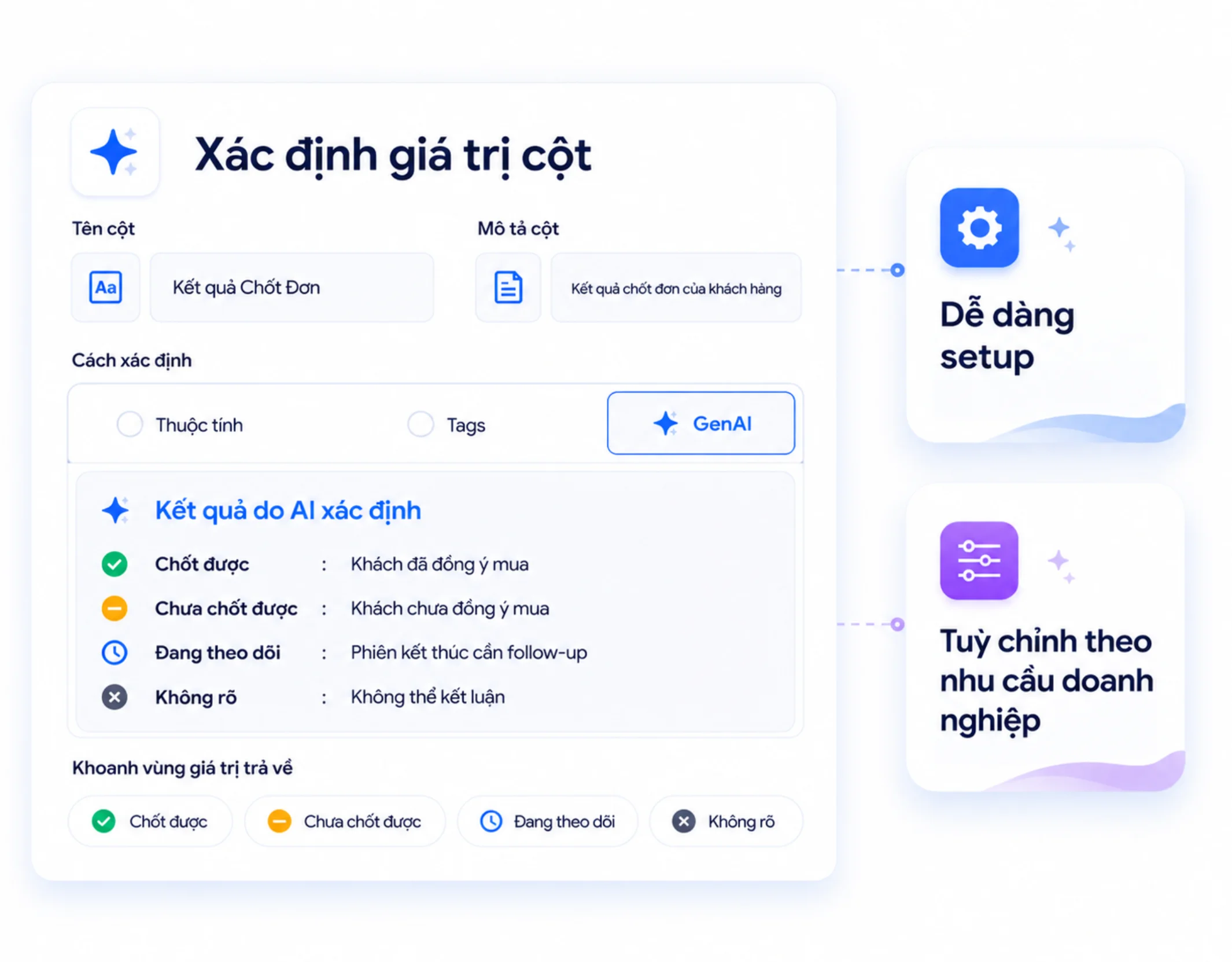Giao diện thiết lập chỉ số thu thập insight
